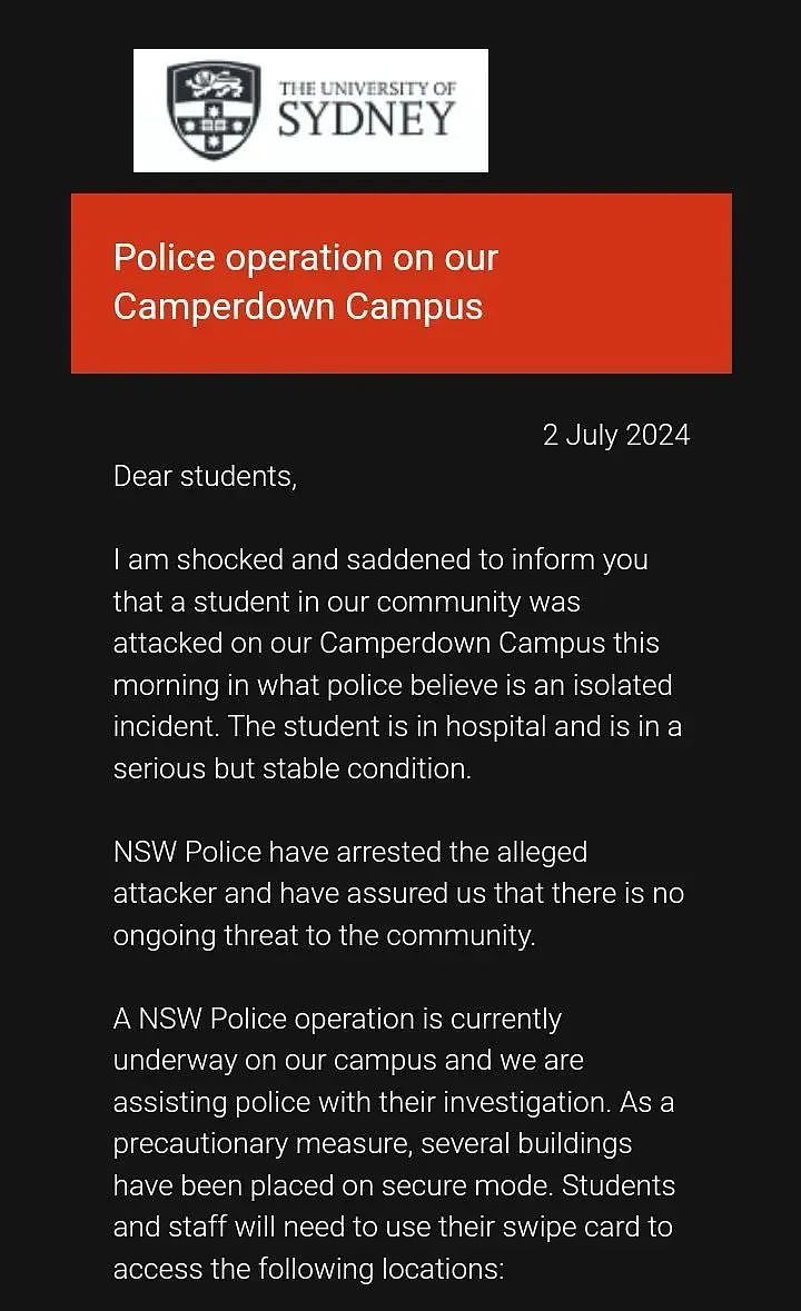 悉尼大学现随机捅人，都是血！学校封锁！中国留学生：太可怕了！组图） - 3