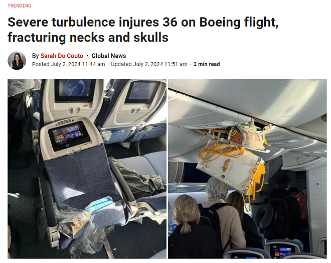 国际航班急降：36人受伤！多人颈部和头骨骨折（组图） - 1