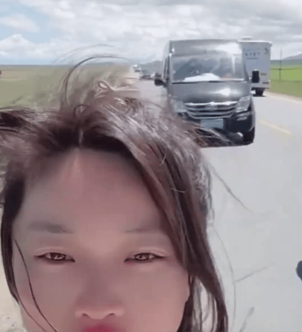 画面曝！女网红徒步西藏青藏线，路边拍摄被车撞险变死亡直播（视频/组图） - 4