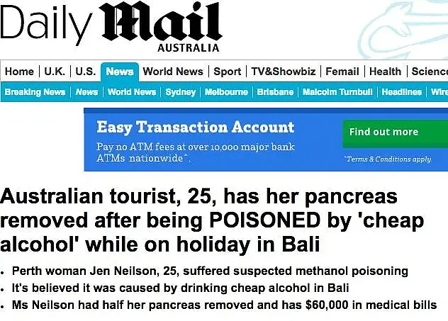 澳洲美女被害惨！胰脏被切，欠下6万刀，只因在巴厘岛度假喝了一杯酒...（组图） - 3