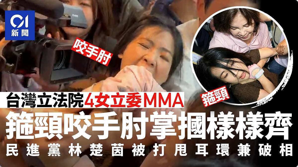 台湾立法院爆女子MMA、勒颈、咬手肘、掌掴样样齐！有人惨破相（组图） - 1