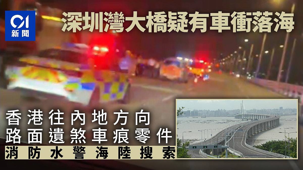 深圳湾大桥车冲落海！于水底寻获涉事车辆，司机被困昏迷送院不治（组图） - 1