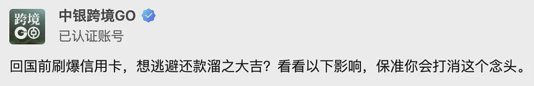 毕业将至，不少留学生竟准备回国前狂刷信用卡套现？一留学生透支百万称只为爱国引全网热议，罗翔锐评！中银科普严重后果千万别学（组图） - 11