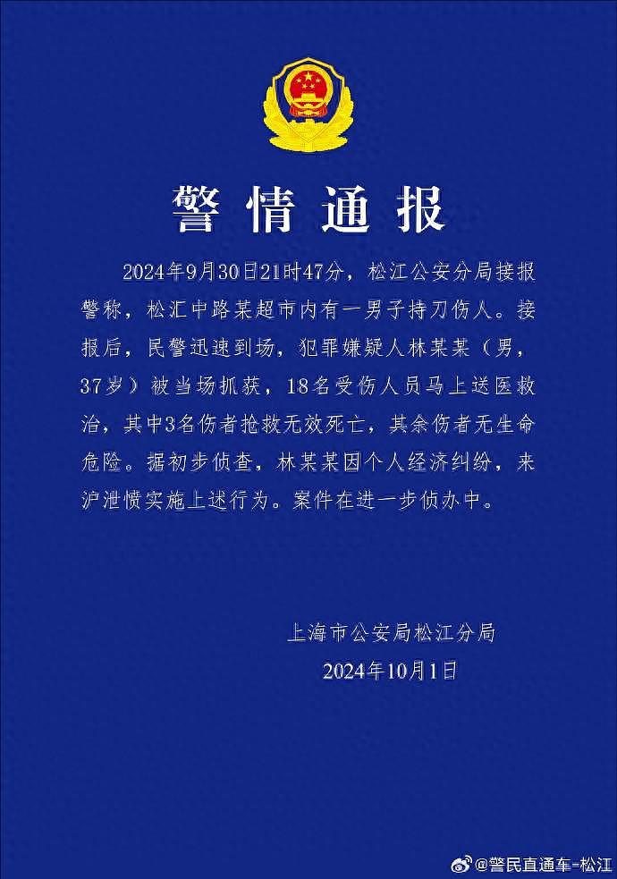 3死15伤！男子在上海超市持刀疯狂砍人，现场尖叫不断，警方证实（视频/图） - 1