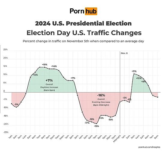 美国大选日Pornhub访问量大涨，特朗普宣布胜选“看片人数激增”（组图） - 2