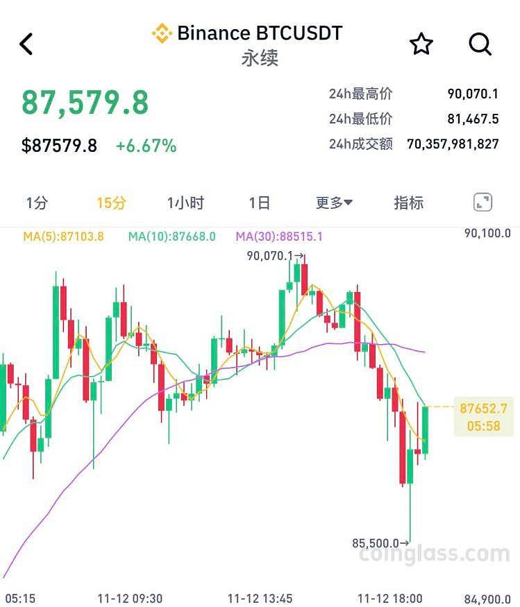 比特币摸高9万美元后，跳水！超26万人爆仓（组图） - 1