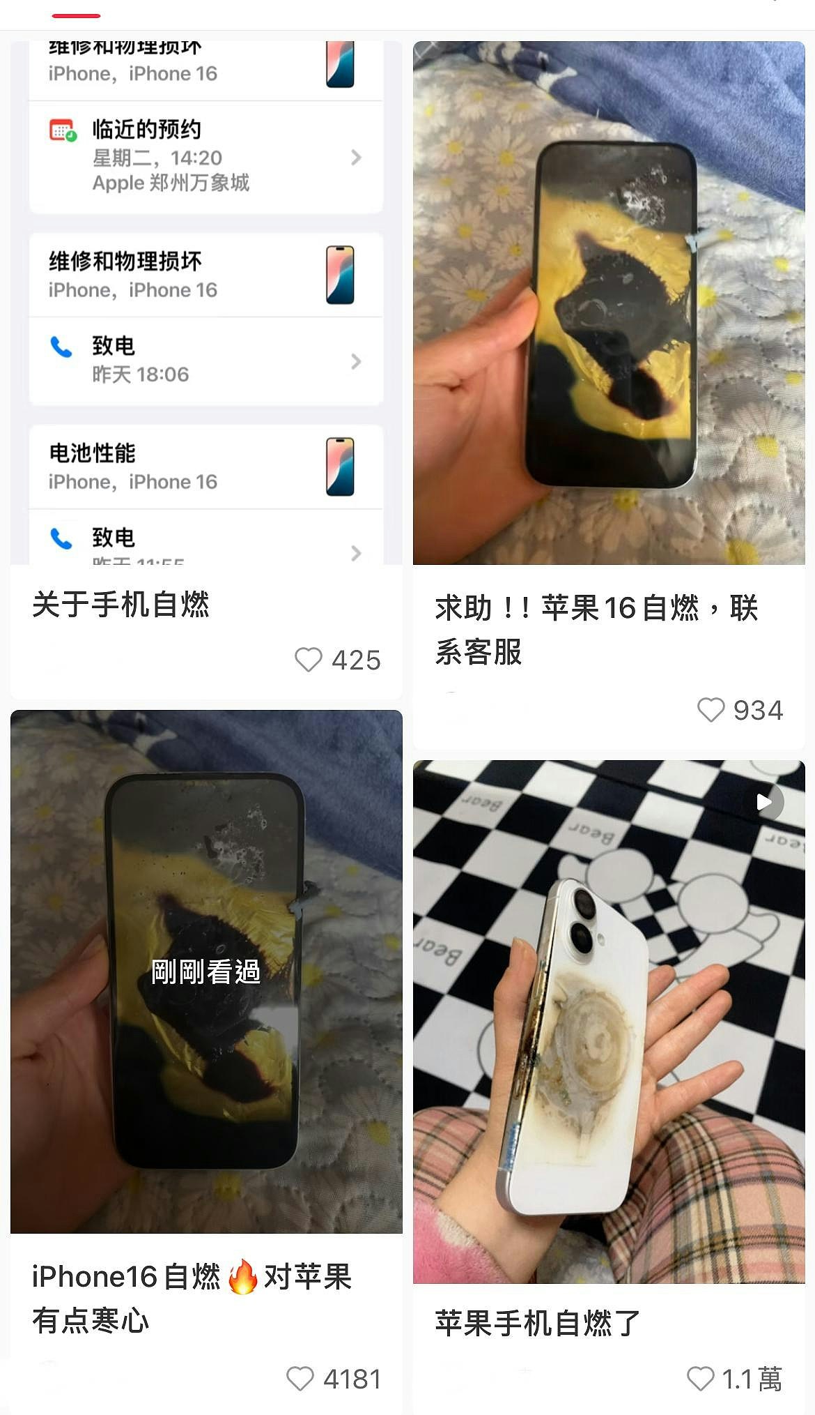 iPhone 16疑自燃，河北女发文控诉：刚买10天，对苹果有点寒心（组图） - 2