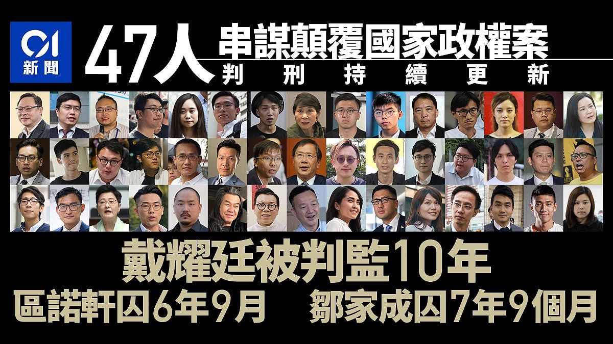 首例！香港47人案判刑出炉！过半议席图瘫痪港府，戴耀廷判囚10年（组图） - 1