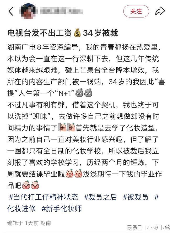 芒果台8年编导自曝被裁：发不出工资，所在内容生产部门被一锅端（组图） - 1