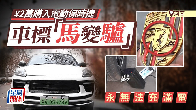 山寨保时捷！爆笑车标“马变驴” ，河南大叔¥2万买入永无法充满电的车...（组图） - 1