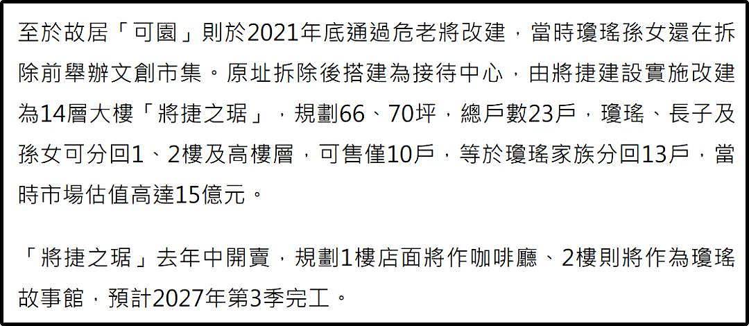 琼瑶早已做房产分配？故居改建14层大楼，家属分得13户市值15亿（组图） - 14