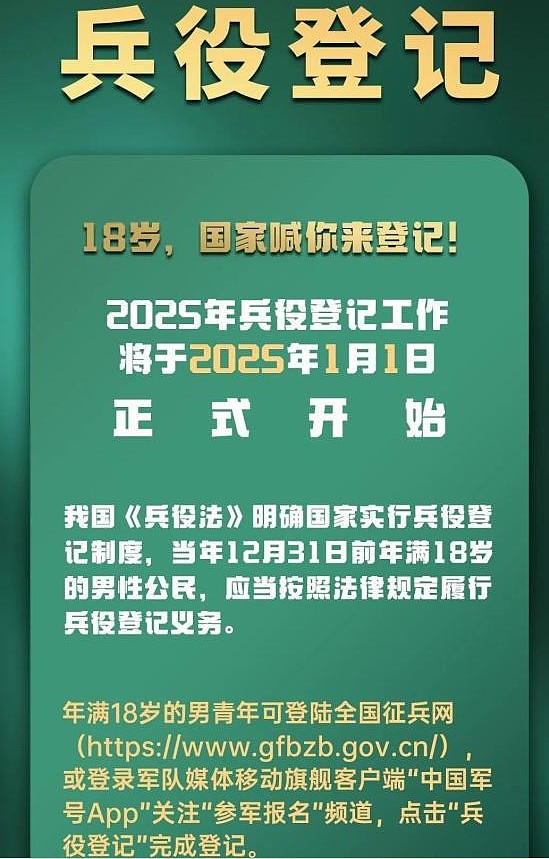 明年起，满18岁中国男性必须兵役登记，否则影响上大学、找工作！网友吵翻：这是要抓壮丁吗（组图） - 1