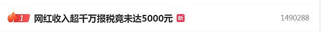 热搜！500万粉丝网红偷税121万：收入超千万，申报个税收入竟未达5000元（组图） - 1