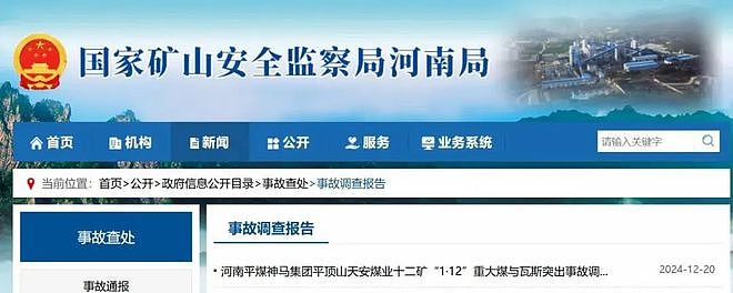 16死5伤！河南平煤十二矿“1·12”重大煤与瓦斯突出事故调查报告公布（组图） - 1