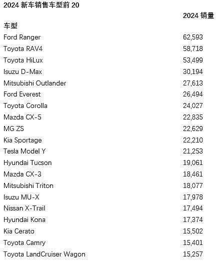 澳洲车市2024全年新车销售排行评析（组图） - 4