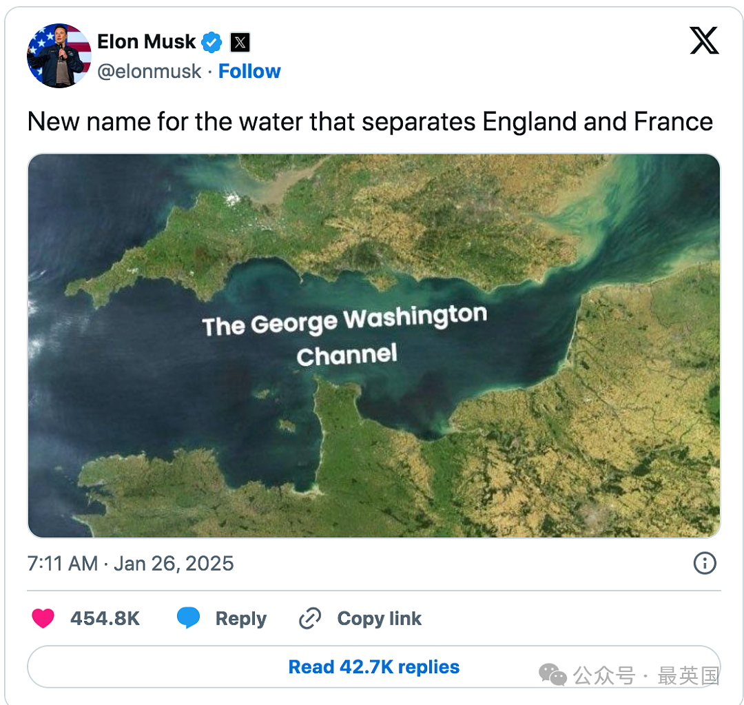 马斯克又来整活儿？要给英吉利海峡改名“华盛顿”！英国人集体炸锅：管好你的美国（组图） - 4