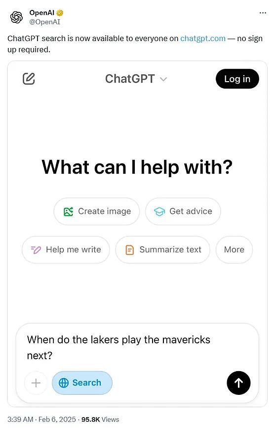 OpenAI免费开放ChatGPT搜索，无需注册（组图） - 1