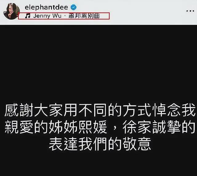 小S正式发文悼念大S！写32字难掩心酸，背景音放钢琴曲送别姐姐（组图） - 2