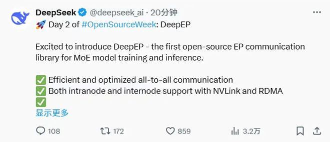 DeepSeek开源周第二日：开源DeepEP通信库（图） - 1