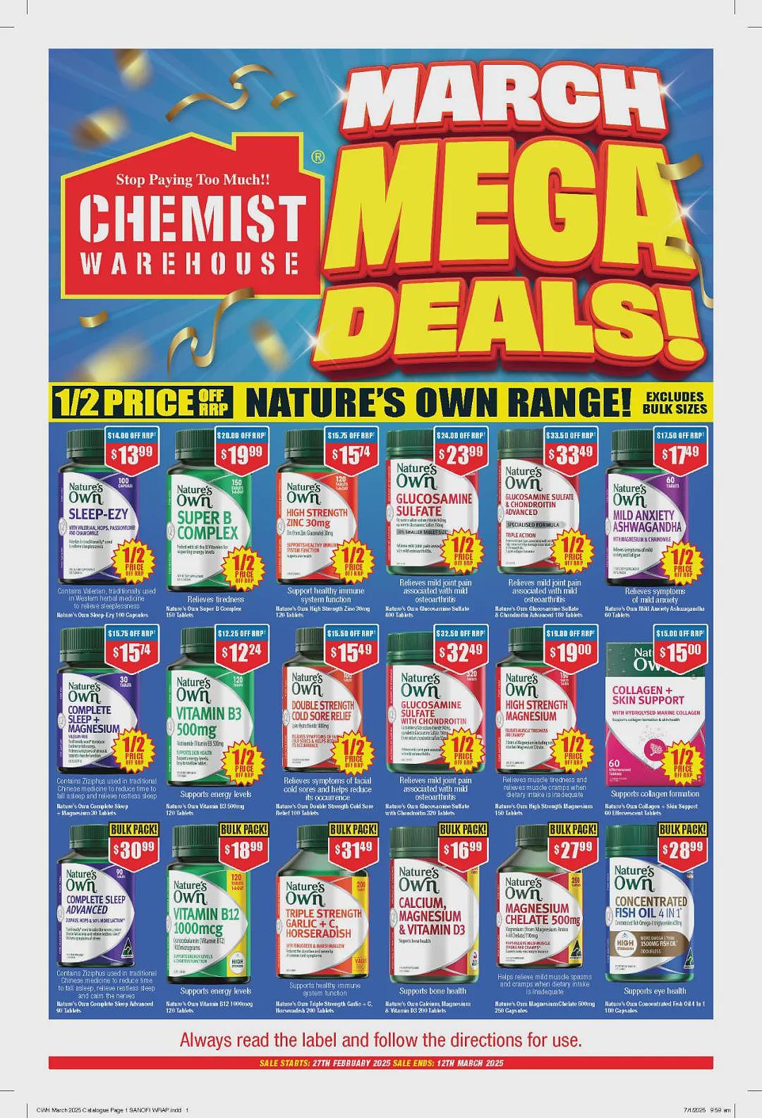 大量半价那种！【Chemist Warehouse】药店 2月27日至3月12日优惠目录（组图） - 1