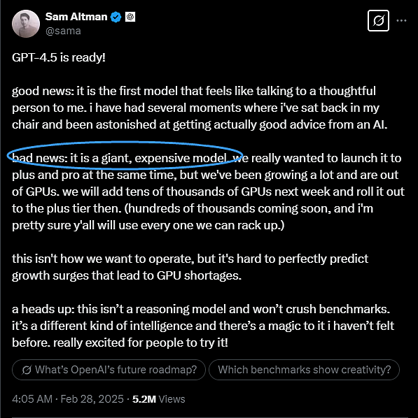GPT-4.5“既差还贵”，再不出GPT-5，OpenAI就难了（组图） - 2