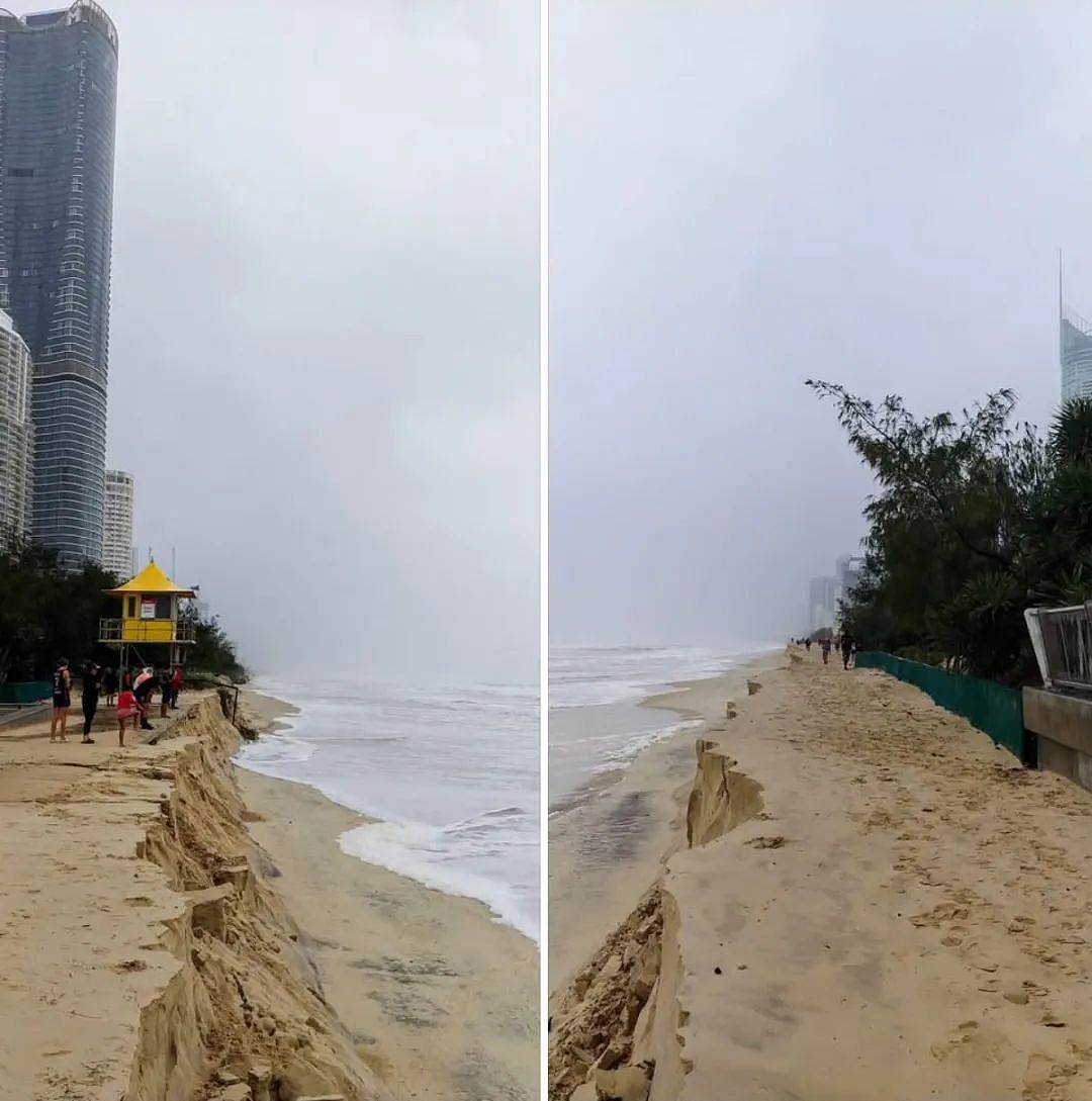 创记录巨浪狂拍黄金海岸，海滩竟冲成“断崖”！50年不遇飓风肆虐，华人惊呼：房子都在震（视频/组图） - 9