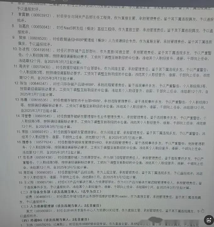 华为爆雷！人员名单曝光，整整5大页纸，疑内部人员分赃不均闹掰（组图） - 11