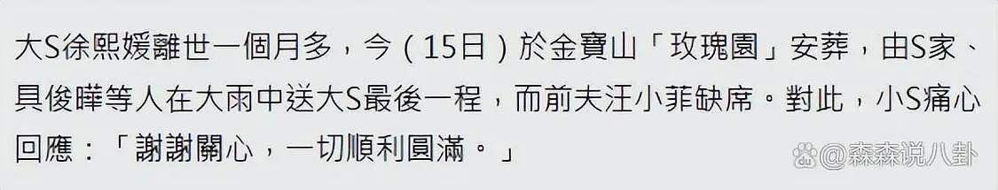 永别了！大S葬礼用时40分钟完成，十余名至亲泪别，千万墓地曝光没遗照（组图） - 12