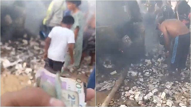 运钞车遭抢!歹徒逃亡“钞票撒满地”,村民疯抢画面曝光(视频/图) - 2