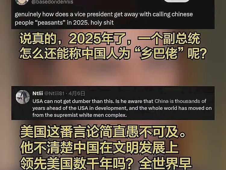 美副总统侮辱中国人乡巴佬后续：外网舆论反噬，中国人开心玩梗（组图） - 6