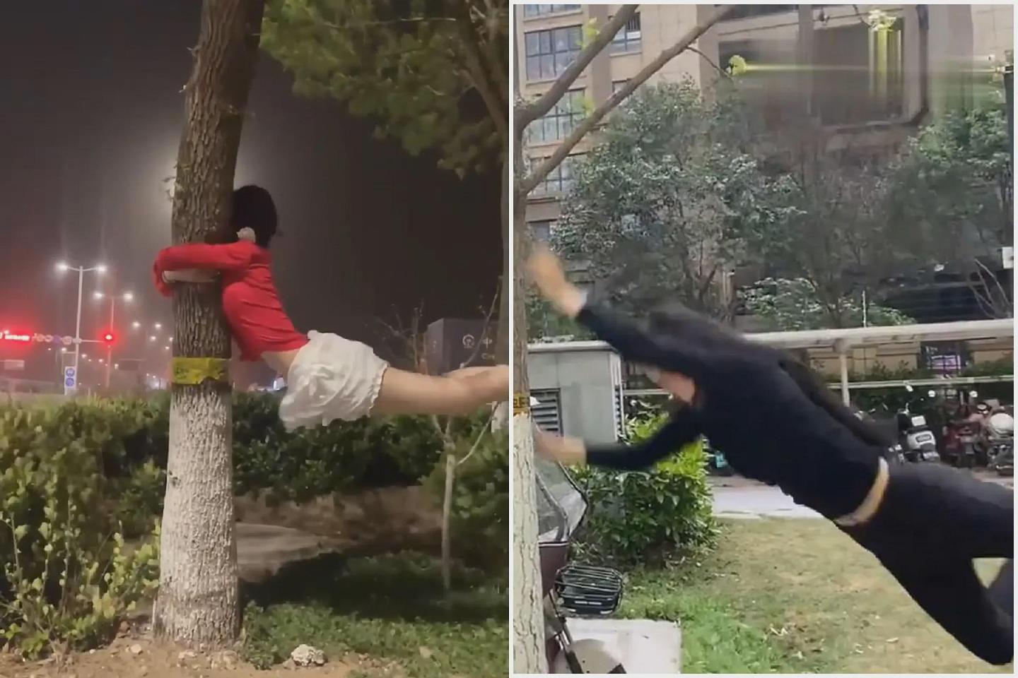 中国遇极端天气！正妹“抱大树干”飞起来（视频/图） - 1