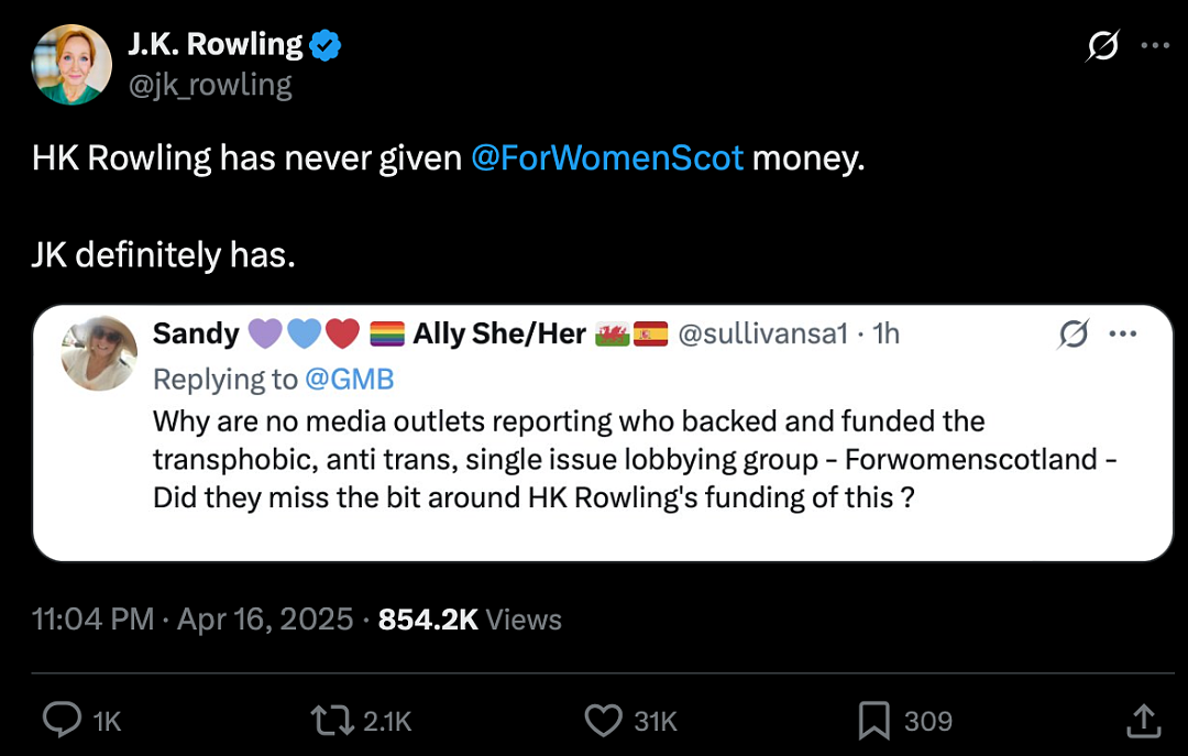JK罗琳迎来迟到的胜利?英国司法拨乱反正,英国女性定义被统一!(组图) - 10