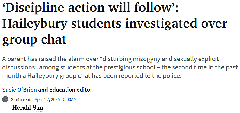 Haileybury校长表态：已报警，参与学生将接受纪律处分…（组图） - 1