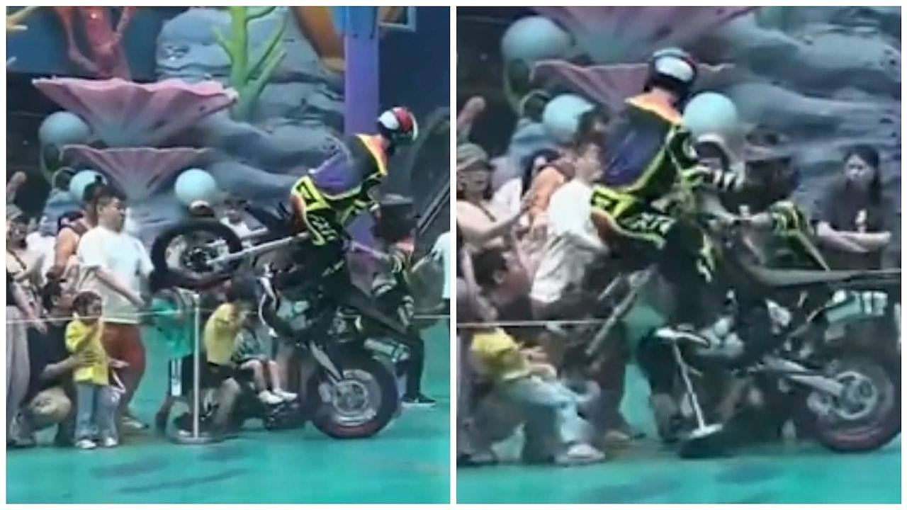 珠海长隆电单车特技表演惊悚意外 前轮悬空冲进人群撞儿童(视频/组图) - 1