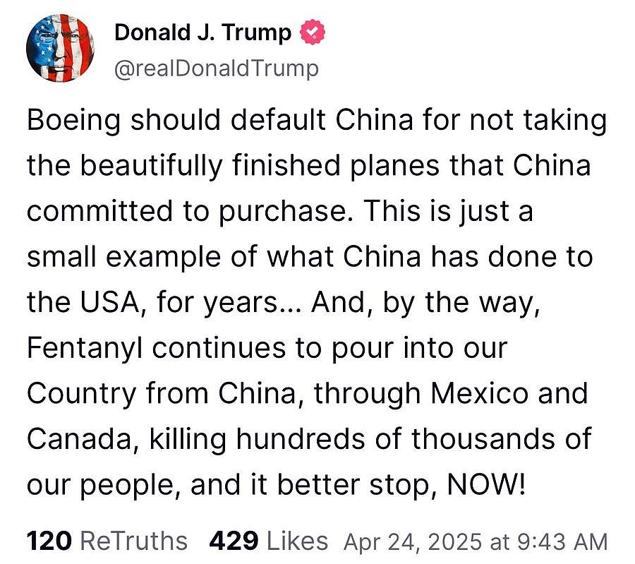 中国停收波音新飞机！特朗普吁：公司应对北京违约（视频/组图） - 2