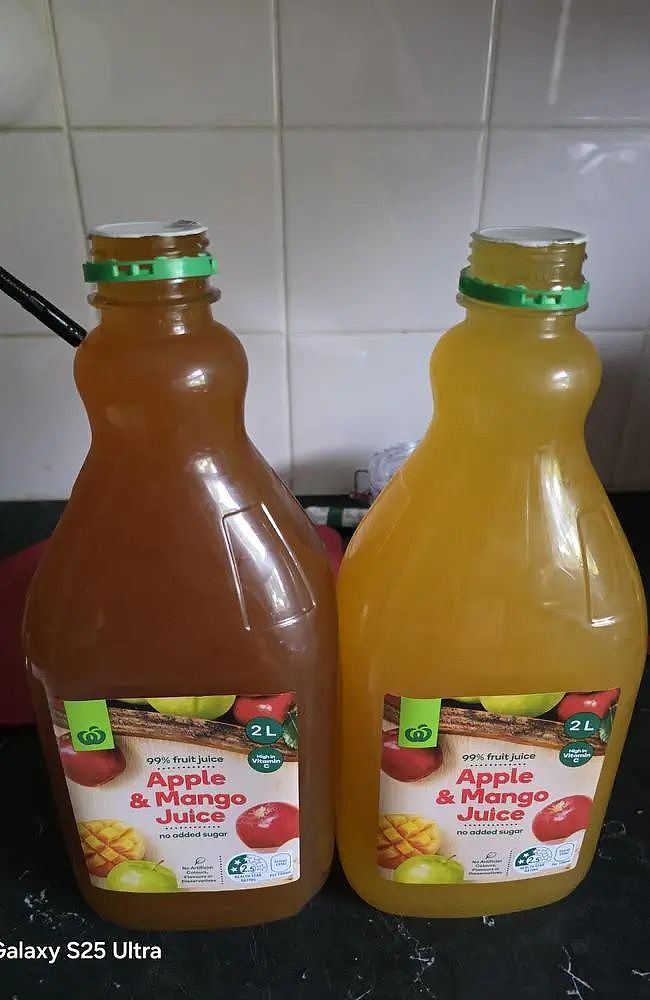WWS同一品牌同一口味的两瓶饮料，颜色却差这么多！官方回应（组图） - 1