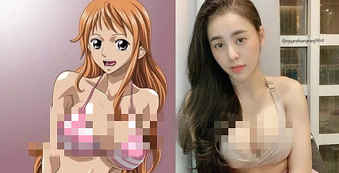 【美女】“真人版娜美”，传说中的樱桃女神，网友：这泳衣魔鬼吧（组图） - 1