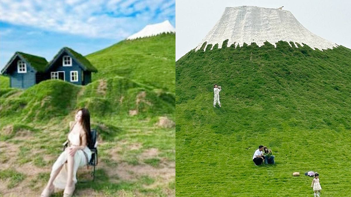 土堆涂白漆!河北“山寨富士山”成五一热门景点,门票乘机加价挨轰(组图) - 1