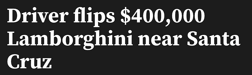 $40万兰博基尼“侧翻”报废!CHP:这里不是赛车场(组图) - 1