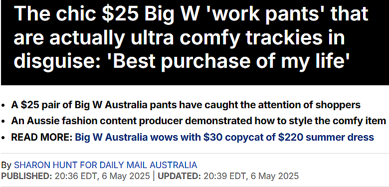 Big W $25刀神裤爆火！通勤、职场风轻松驾驭！（组图） - 1