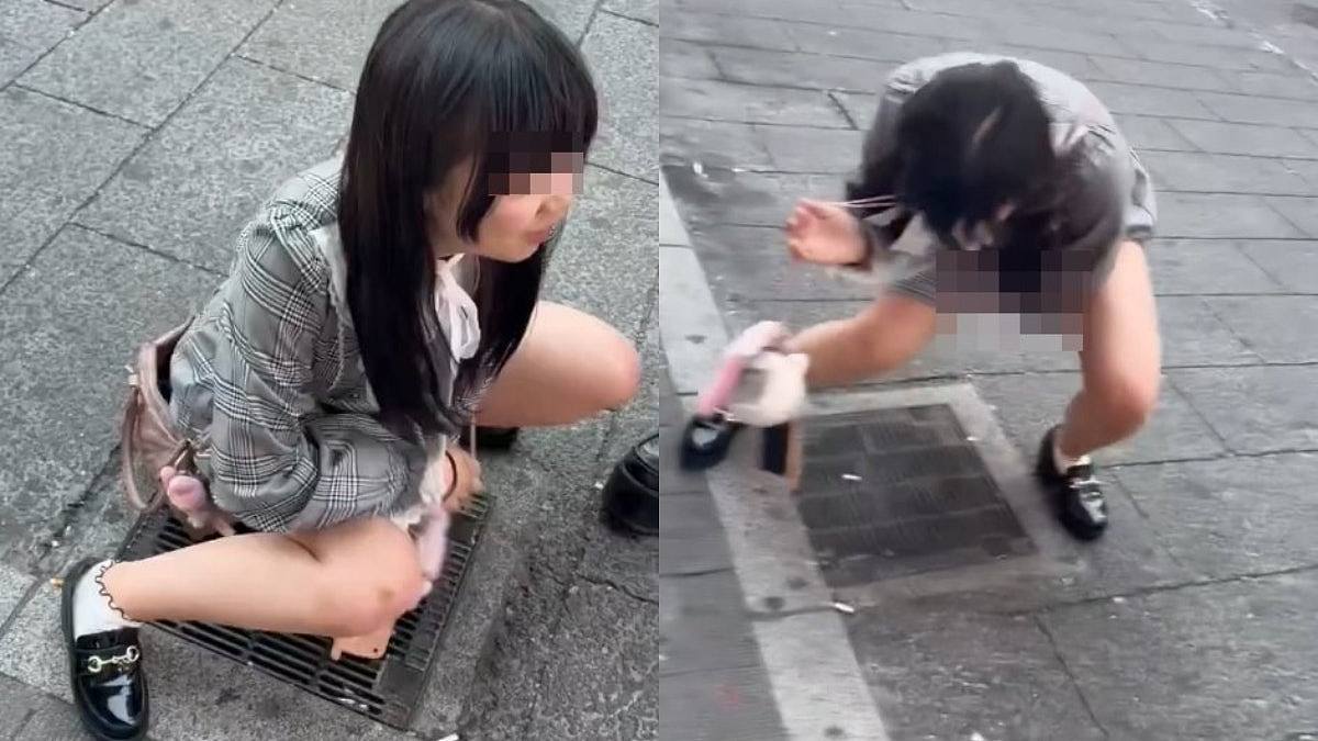 日女当街便溺影像疯传,裙摆当厕纸!日本网民:中国游客扮的(视频/组图) - 2