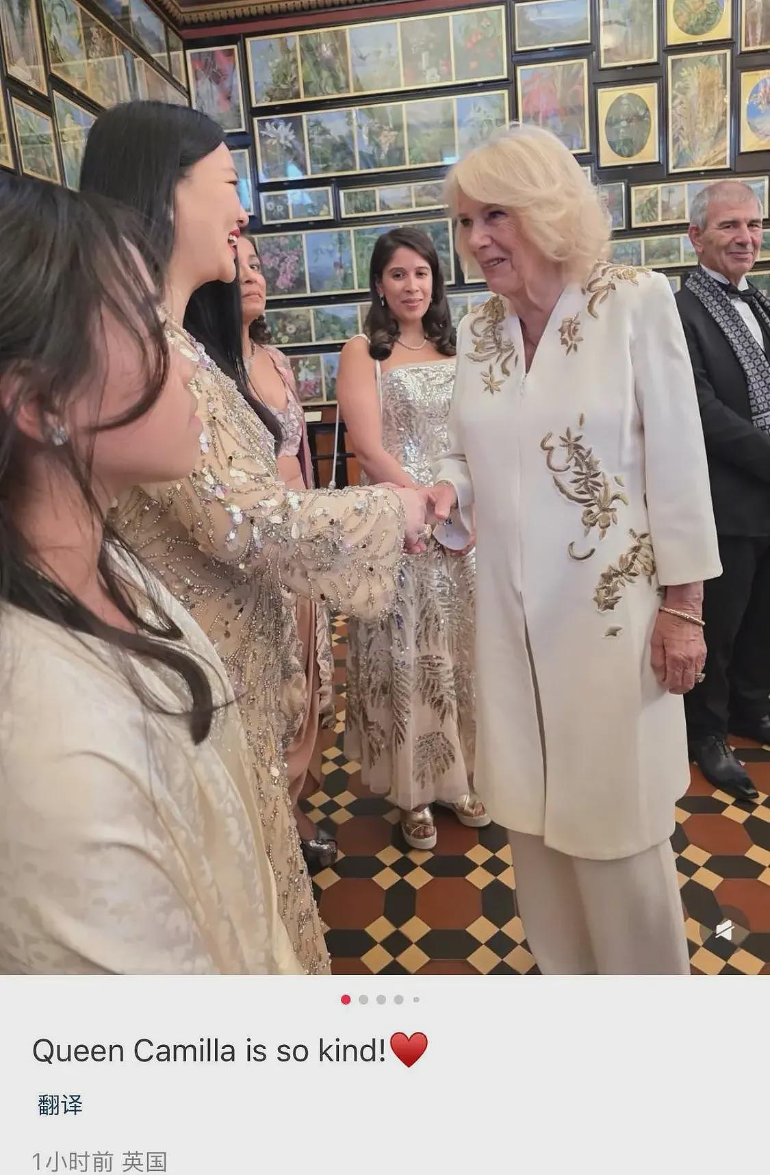 李湘母女和英王室成员同框！李湘身穿亮片礼服像贵妇，大赞卡米拉王后（组图） - 4