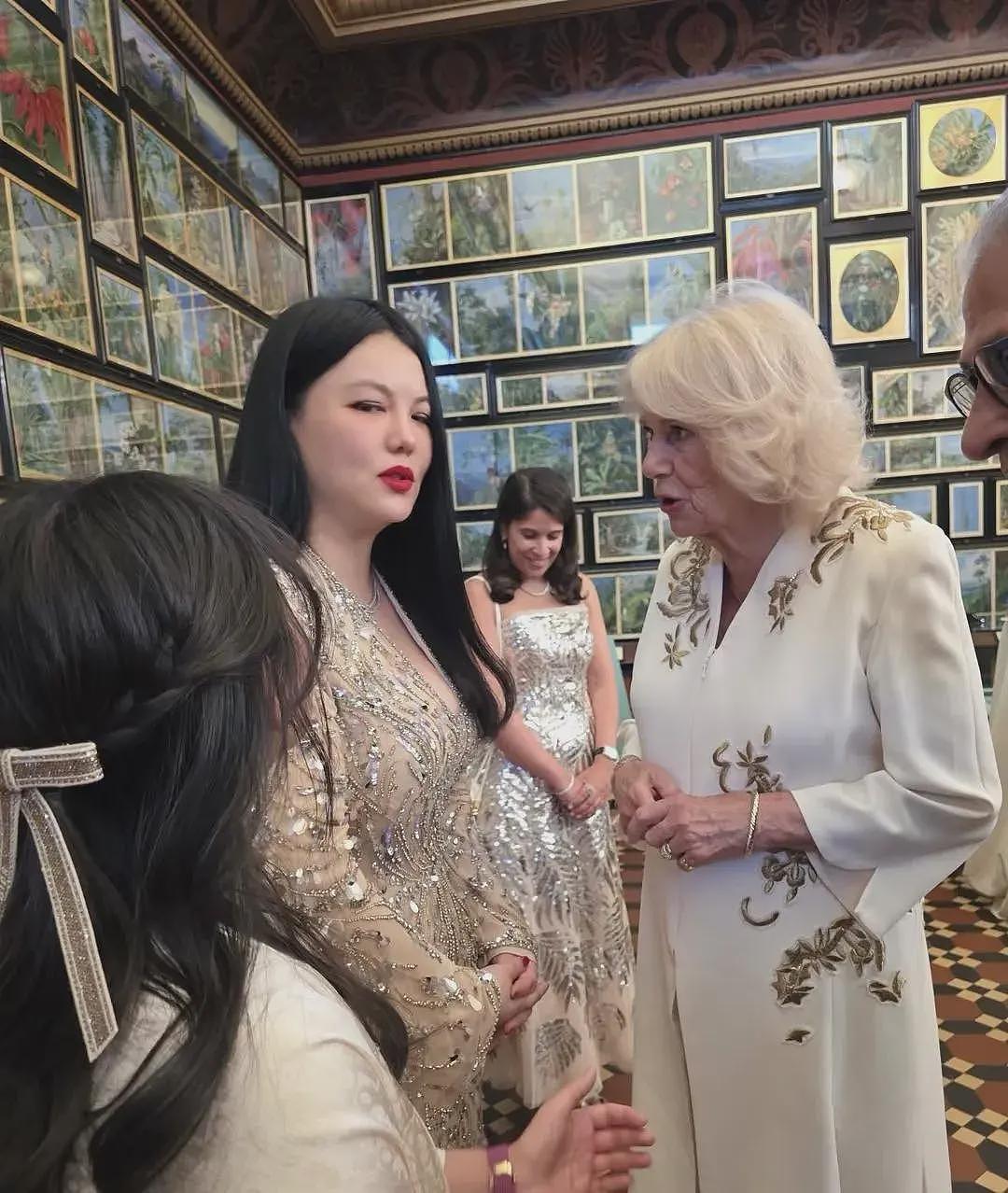 李湘母女和英王室成员同框！李湘身穿亮片礼服像贵妇，大赞卡米拉王后（组图） - 12
