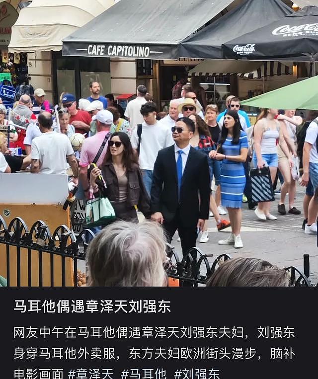 章泽天和刘强东欧洲被偶遇！牵手散步很恩爱，打扮格格不入被认出（组图） - 1