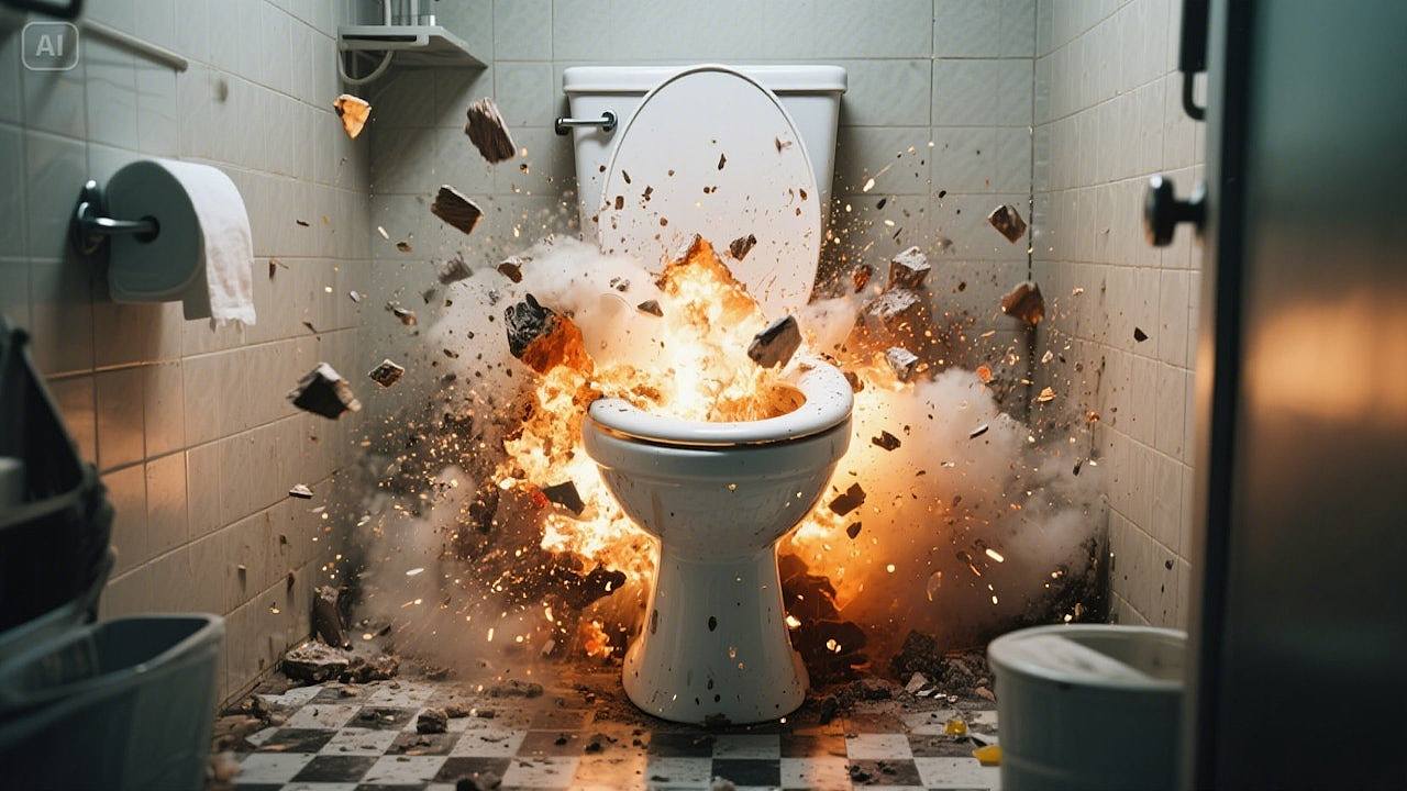 厕所一冲水“突爆炸起火”!男子全身35%面积烧伤送院,疑1原因惹祸(组图) - 1