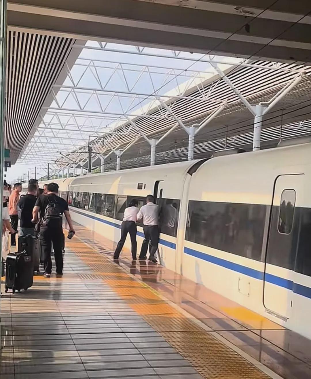 女子突然冲出高铁被门夹住?官方最新回应:乘客发现上错车,欲强行下车(视频/组图) - 2
