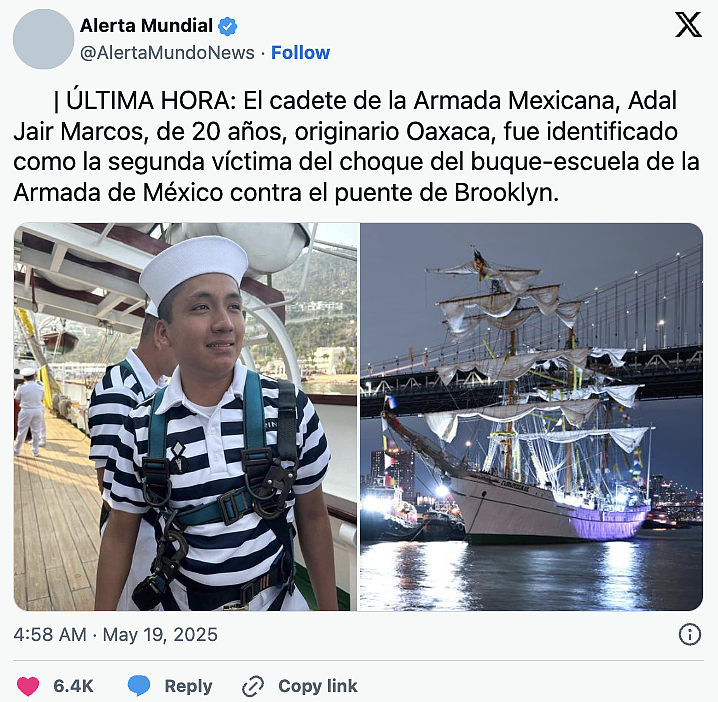 “以为拍电影”！墨西哥军舰撞美国大桥，官员曝初步调查原因（视频/组图） - 3