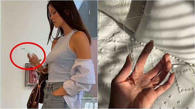 美女低头狂滑“全透明手机”爆红！真相曝光让人更困惑（图） - 1