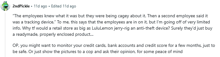 妹子在lululemon 1件新夹克衫里发现一个诡异电子设备！上交后经理脸色古怪（组图） - 9
