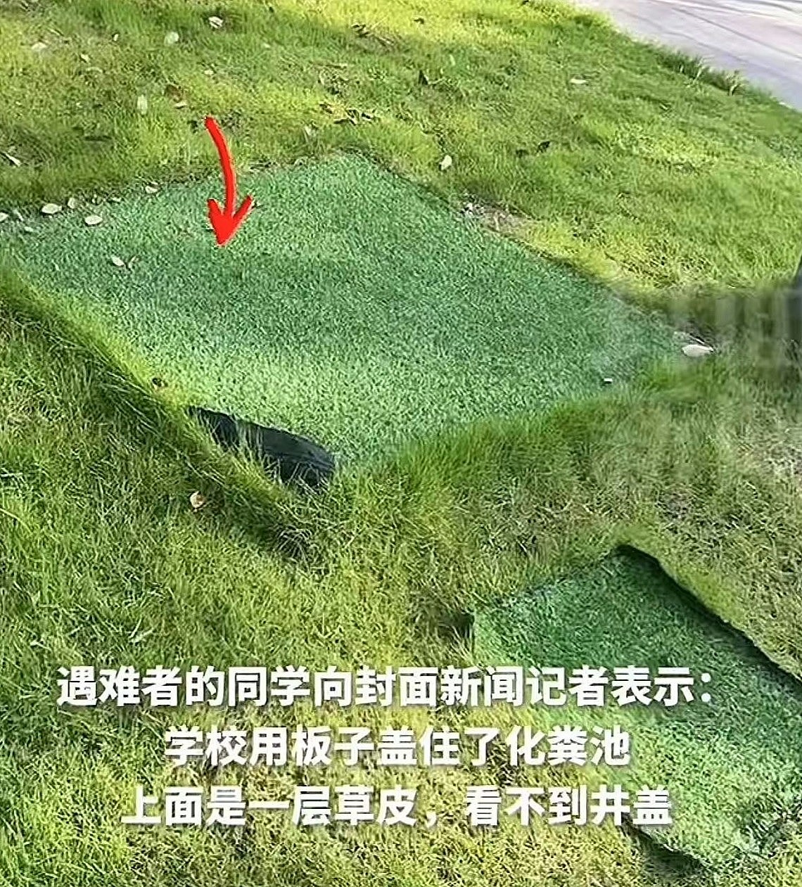 重庆高校男学生堕化粪池身亡，同校生质疑校方用绿毯遮井口酿事故（组图） - 3